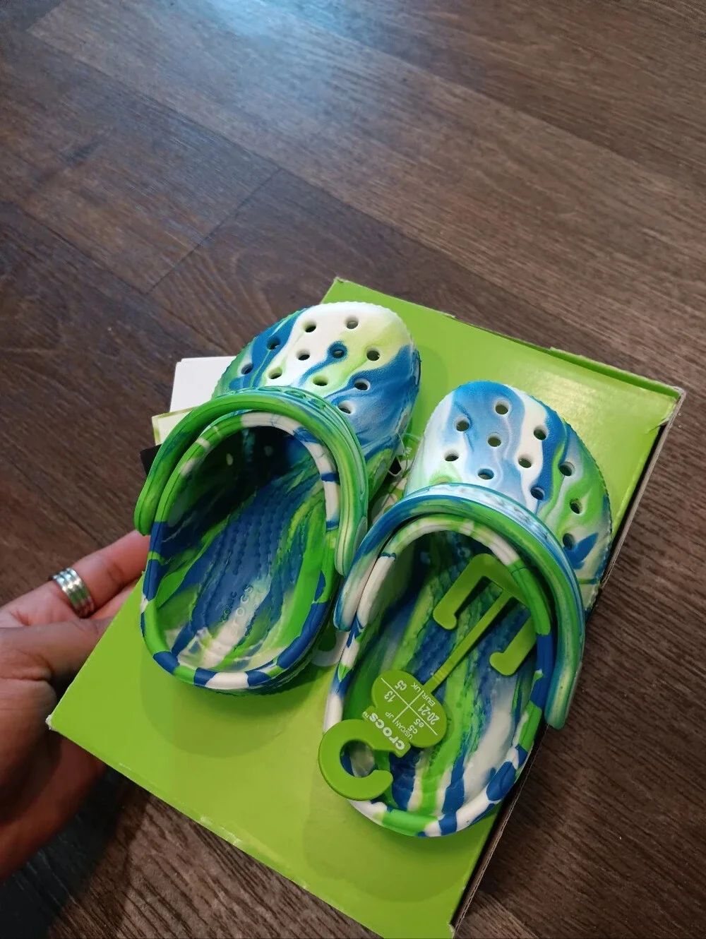 Crocs Classic Glow Marbled Clog, Prep Blue/Multi - Toddler & Kids Sz C5